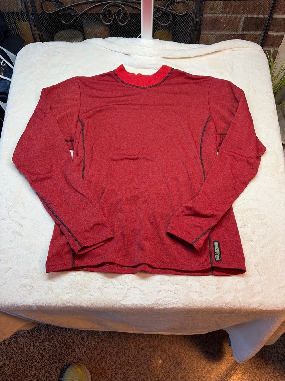 Melanzana Micro Grid Base Layer Red Thermal Fleece Gorpcore Hiking Outdoor XXL